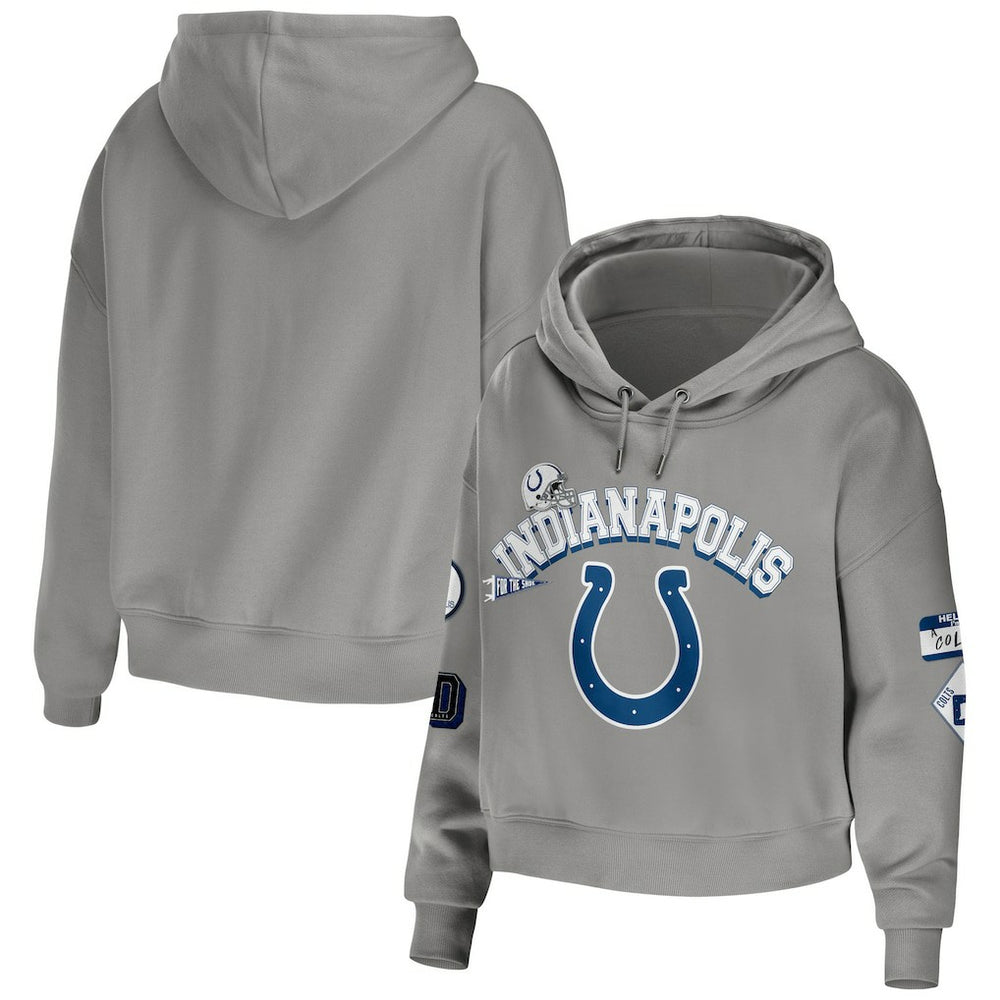 Indianapolis Colts WEAR by Erin Andrews Women's Modest Cropped Pullover Hoodie | NFL US