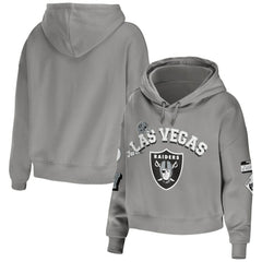 Las Vegas Raiders WEAR by Erin Andrews Women's Modest Cropped Pullover Hoodie | NFL Discount