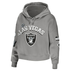 Las Vegas Raiders WEAR by Erin Andrews Women's Modest Cropped Pullover Hoodie | NFL Discount