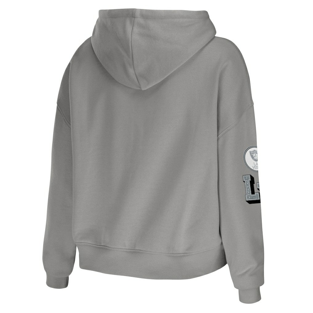 Las Vegas Raiders WEAR by Erin Andrews Women's Modest Cropped Pullover Hoodie | NFL Discount