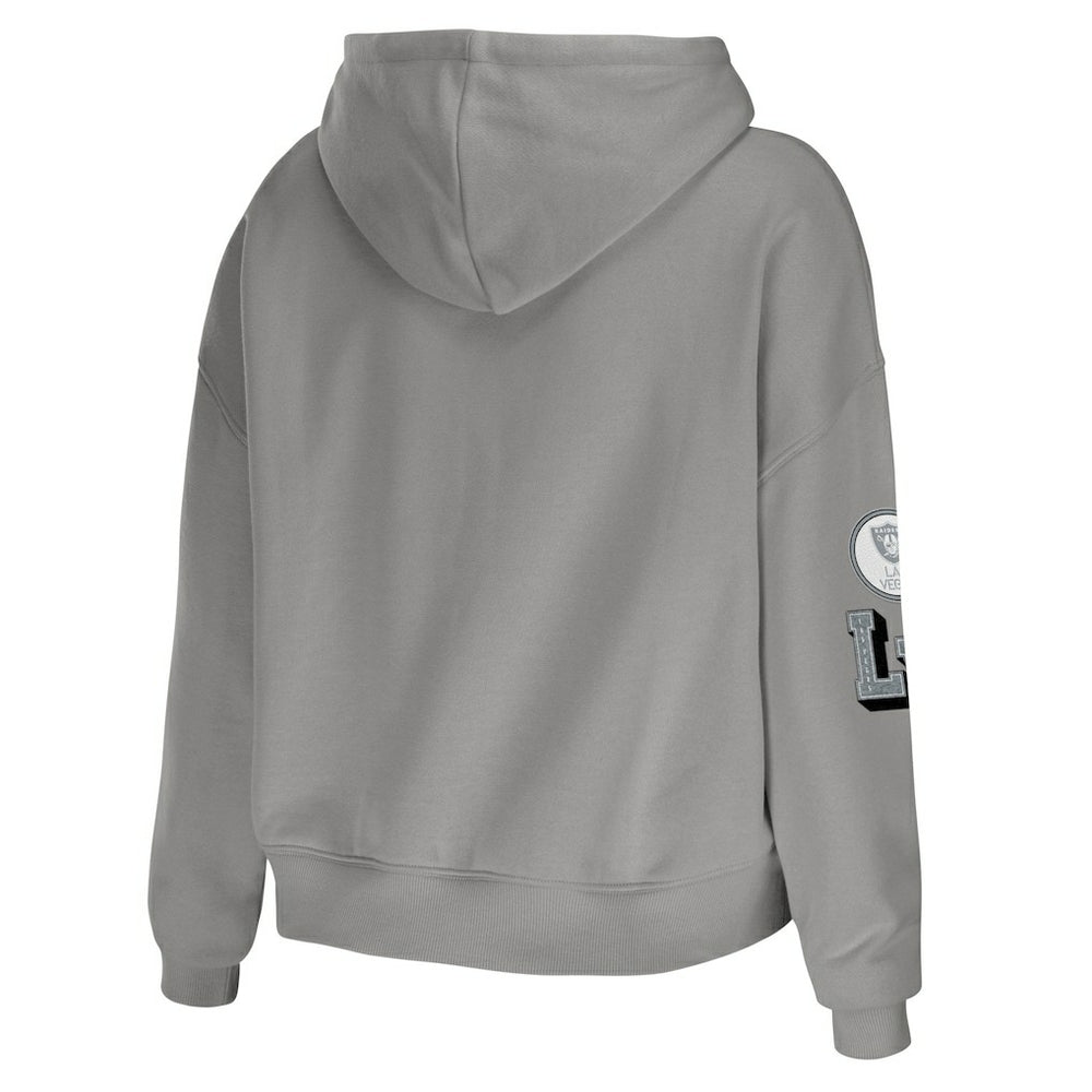 Las Vegas Raiders WEAR by Erin Andrews Women's Modest Cropped Pullover Hoodie | NFL Discount