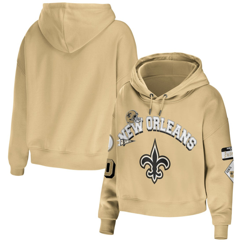 New Orleans Saints WEAR by Erin Andrews Women's Plus Size Modest Cropped Pullover Hoodie | NFL Discount