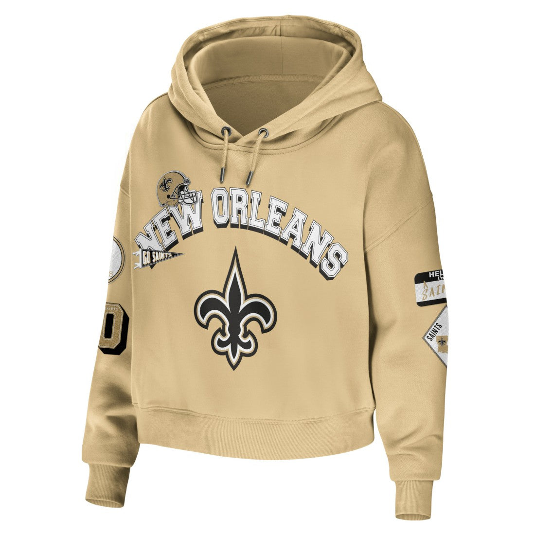 New Orleans Saints WEAR by Erin Andrews Women's Plus Size Modest Cropped Pullover Hoodie | NFL Discount