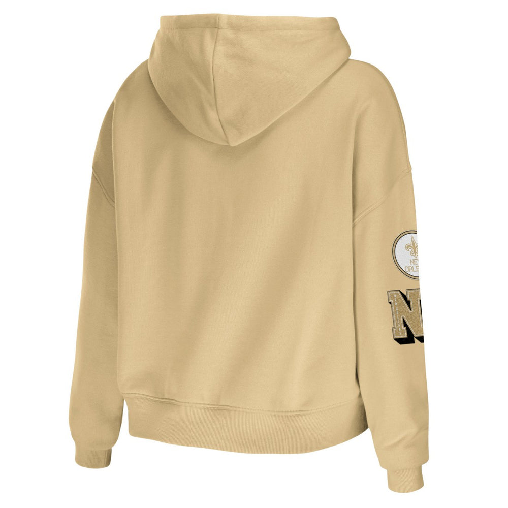 New Orleans Saints WEAR by Erin Andrews Women's Plus Size Modest Cropped Pullover Hoodie | NFL Discount