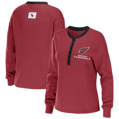 Arizona Cardinals WEAR by Erin Andrews Women's Waffle Henley Long Sleeve T-Shirt | NFL Online