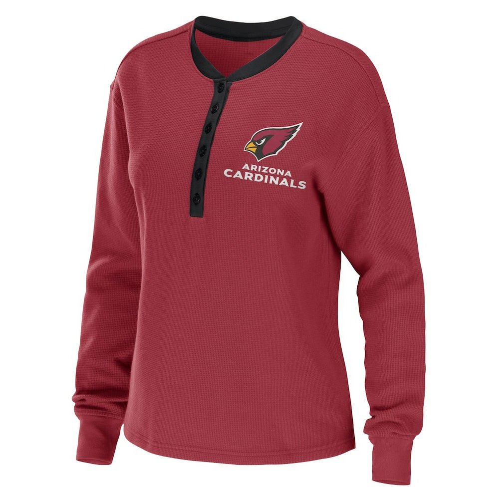 Arizona Cardinals WEAR by Erin Andrews Women's Waffle Henley Long Sleeve T-Shirt | NFL Online
