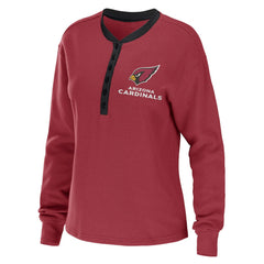 Arizona Cardinals WEAR by Erin Andrews Women's Waffle Henley Long Sleeve T-Shirt | NFL Online