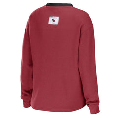 Arizona Cardinals WEAR by Erin Andrews Women's Waffle Henley Long Sleeve T-Shirt | NFL Online