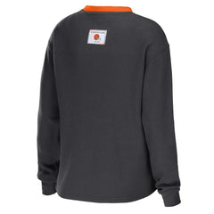 Cleveland Browns WEAR by Erin Andrews Women's Waffle Henley Long Sleeve T-Shirt | NFL Hot