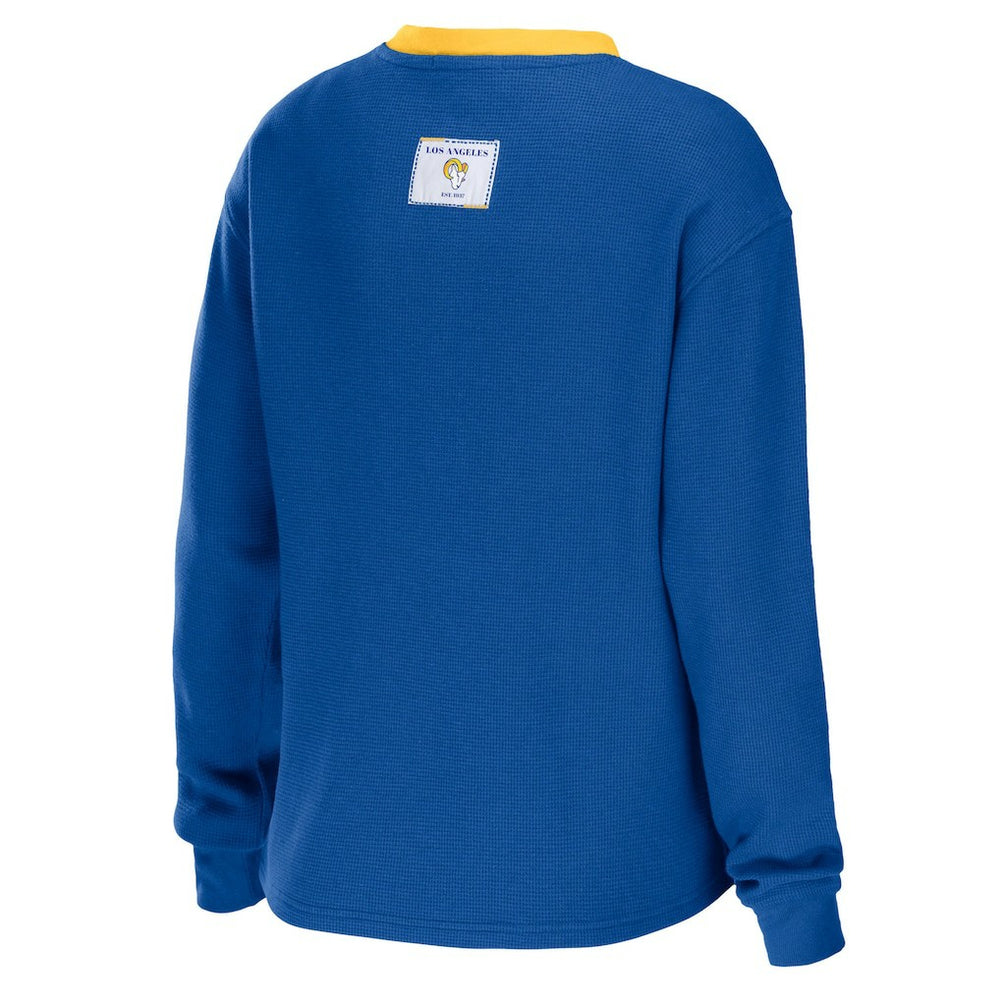 Los Angeles Rams WEAR by Erin Andrews Women's Waffle Henley Long Sleeve T-Shirt | NFL New