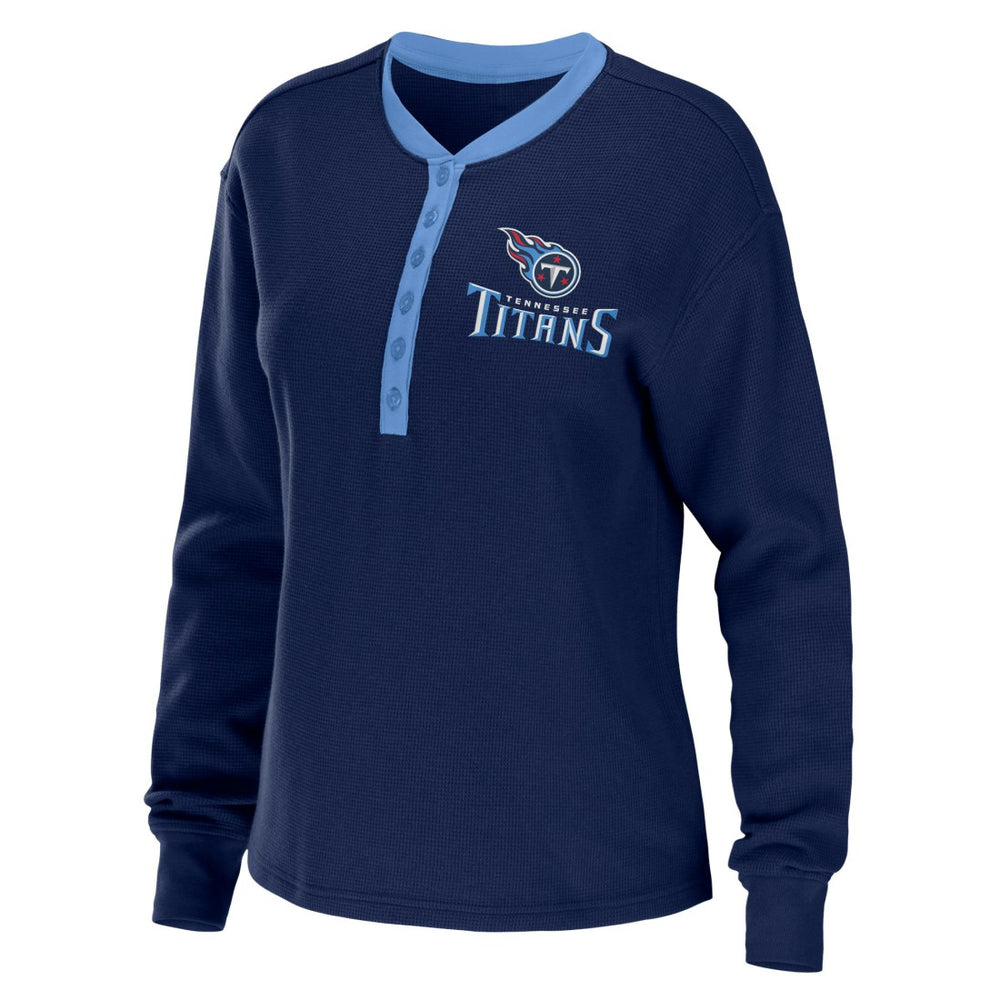 Tennessee Titans WEAR by Erin Andrews Women's Waffle Henley Long Sleeve T-Shirt | NFL Online