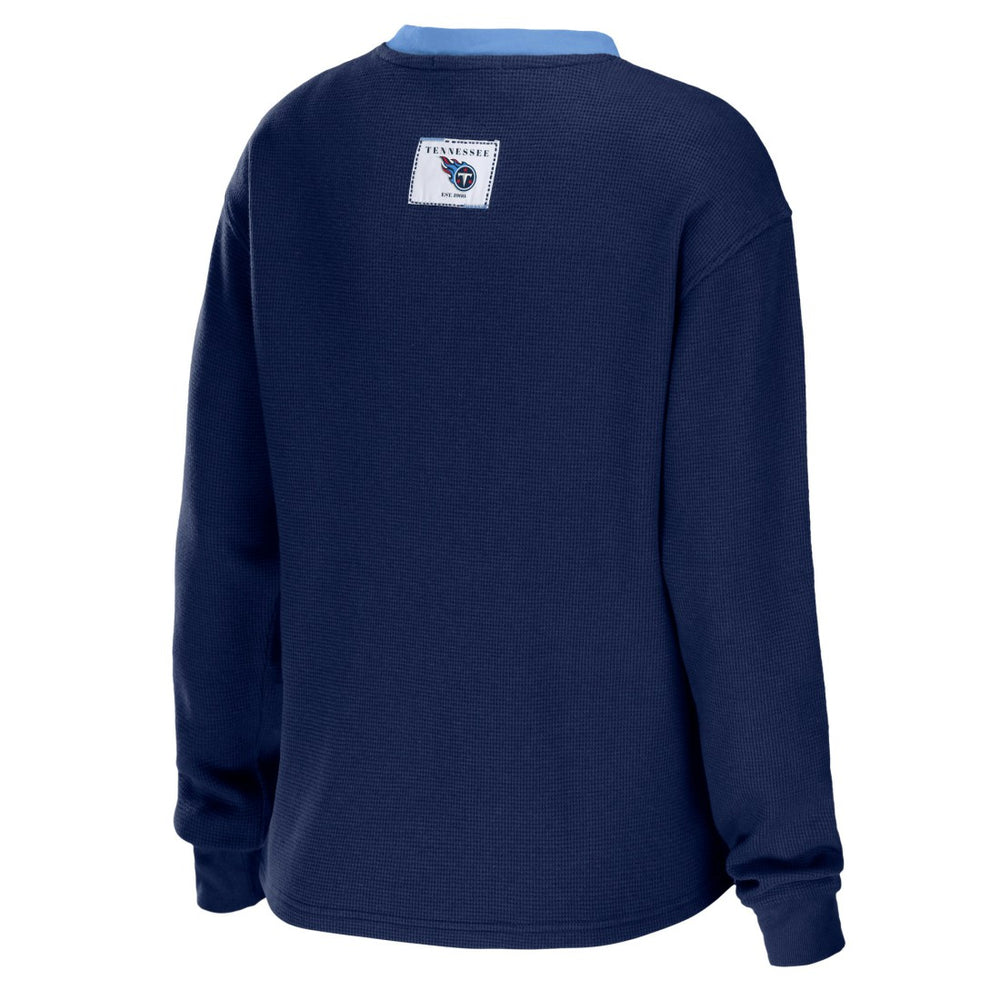 Tennessee Titans WEAR by Erin Andrews Women's Waffle Henley Long Sleeve T-Shirt | NFL Online