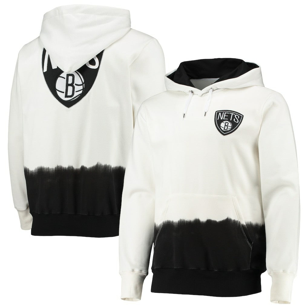 Oatmeal Brooklyn Nets FISLL Double Dribble Dip-Dye Pullover Hoodie | NBA