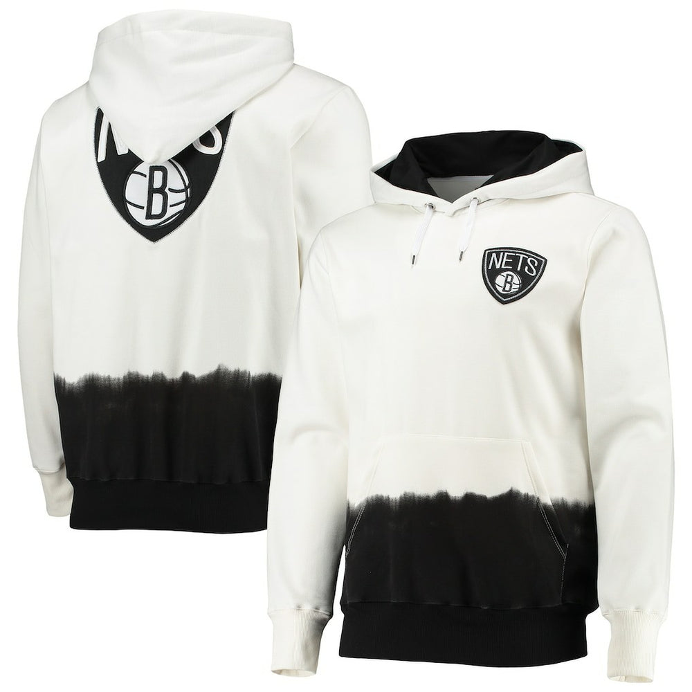 Oatmeal Brooklyn Nets FISLL Double Dribble Dip-Dye Pullover Hoodie | NBA