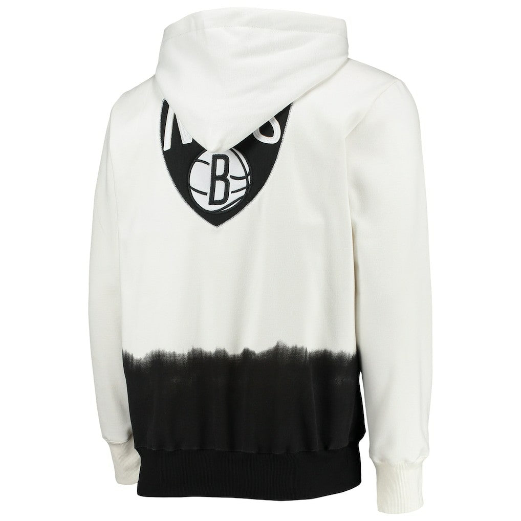 Oatmeal Brooklyn Nets FISLL Double Dribble Dip-Dye Pullover Hoodie | NBA