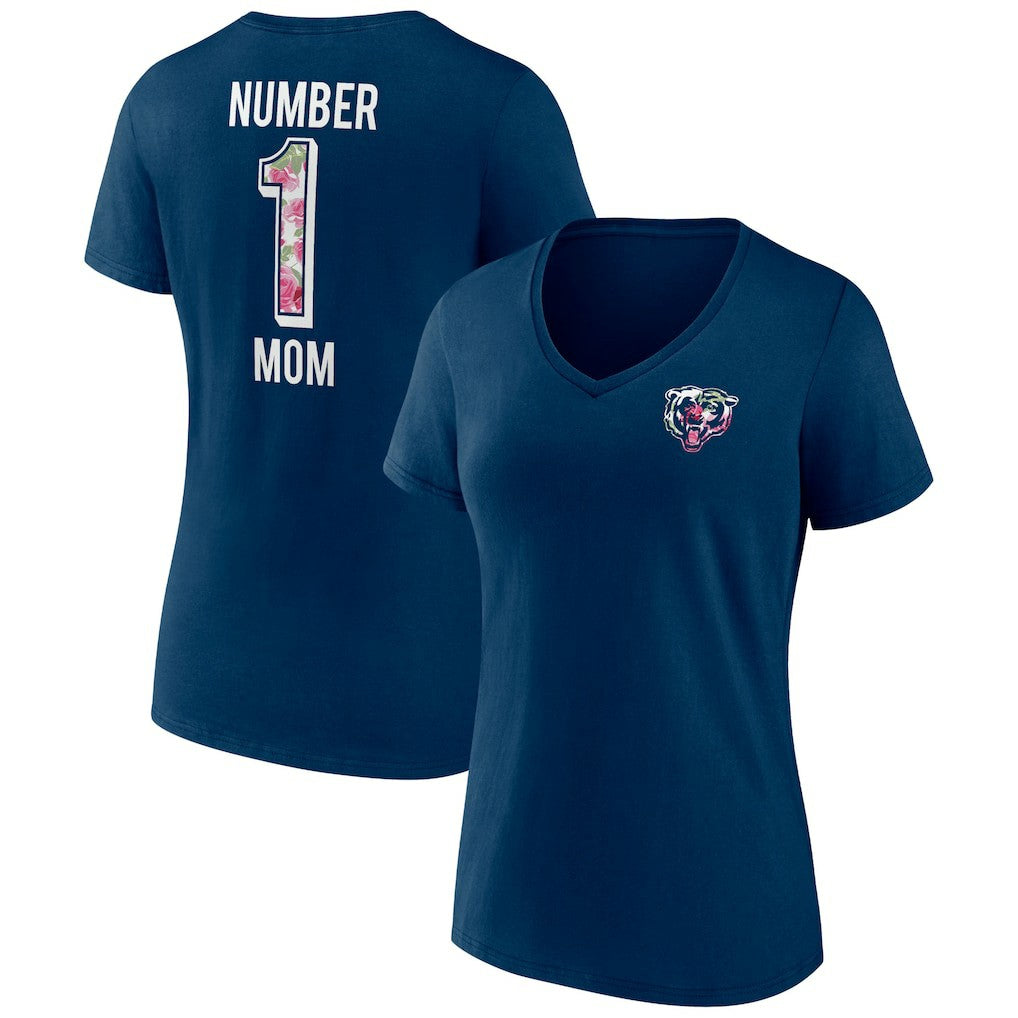 Chicago Bears Women's Plus Size Mother's Day #1 Mom V-Neck T-Shirt | NFL Outlet