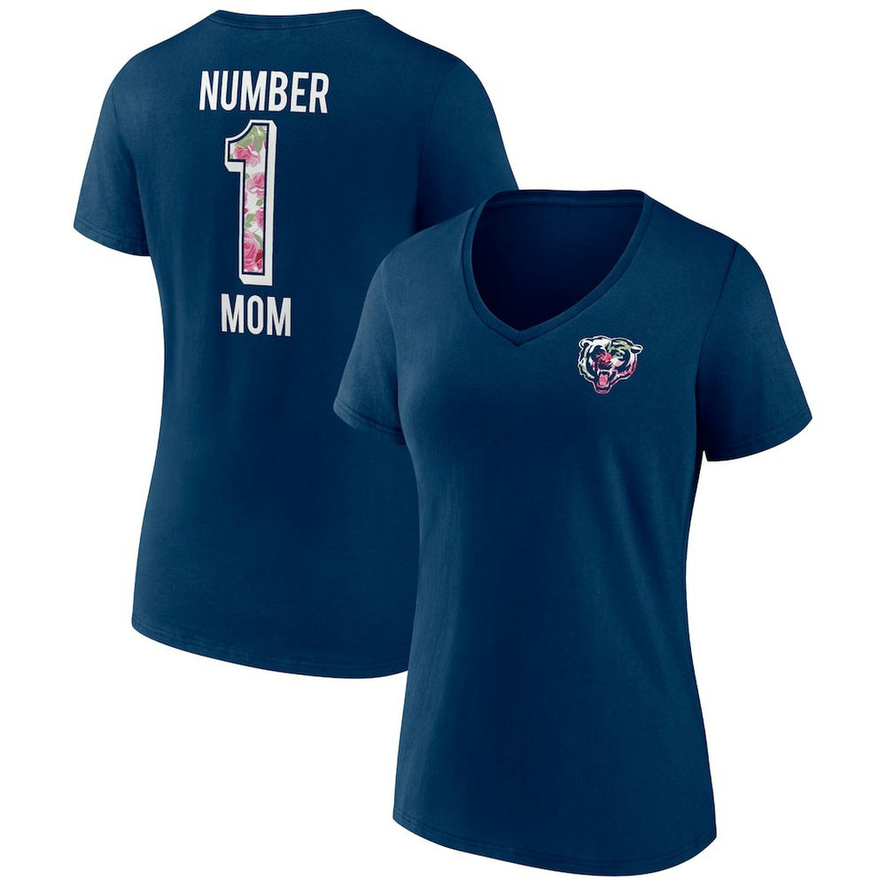 Chicago Bears Women's Plus Size Mother's Day #1 Mom V-Neck T-Shirt | NFL Outlet