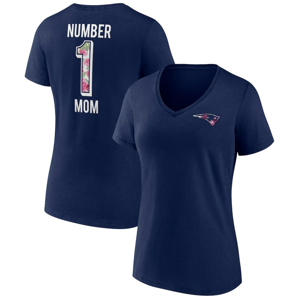 New England Patriots Women's Plus Size Mother's Day #1 Mom V-Neck T-Shirt | NFL New