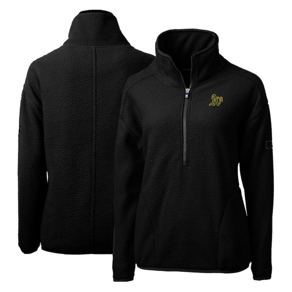 Athletics Cutter & Buck Women's Cascade Eco Sherpa Fleece Quarter-Zip Pullover Jacket - MLB Jackets