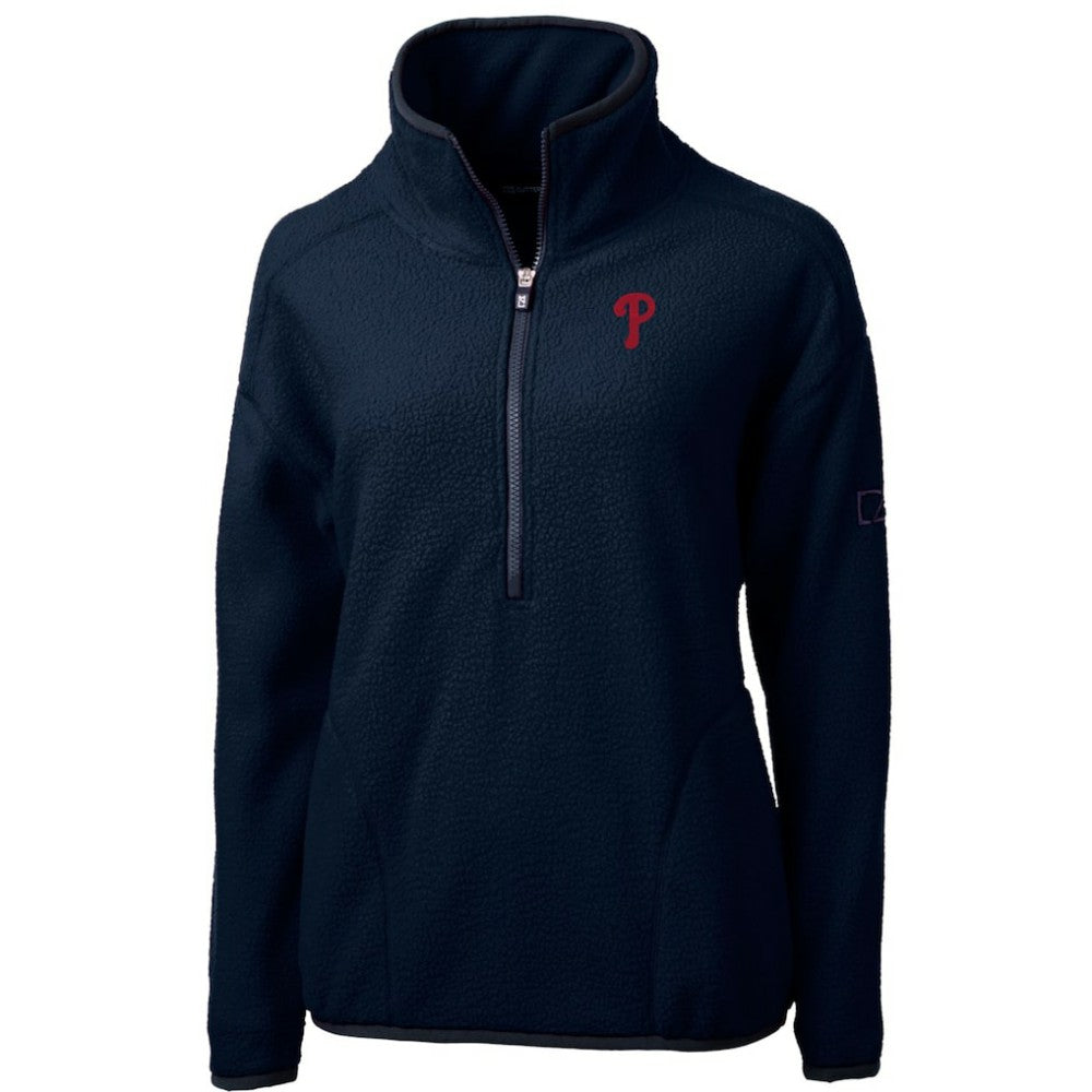 Philadelphia Phillies Cutter & Buck Women's Cascade Eco Sherpa Fleece Quarter-Zip Pullover Jacket - MLB Jackets