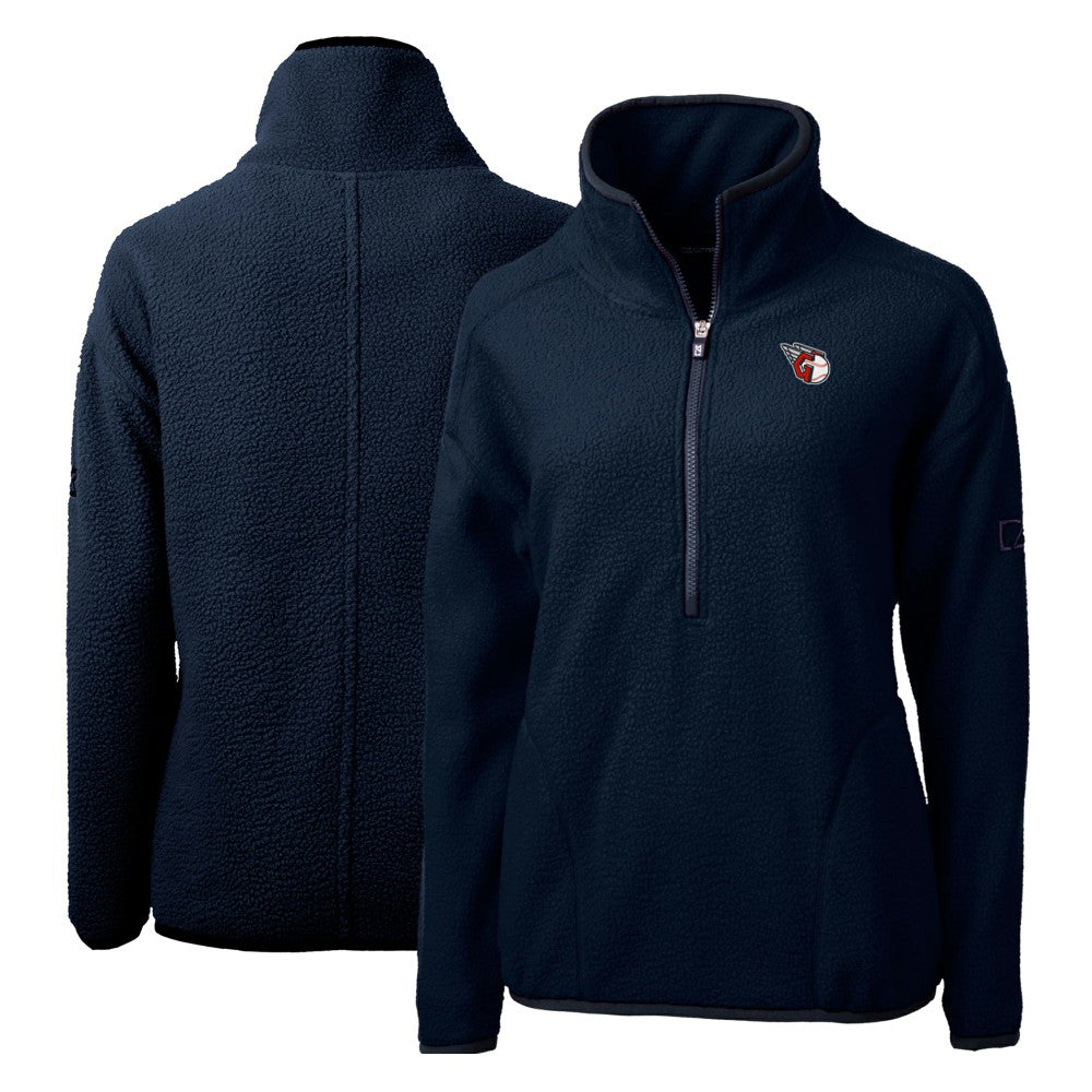 Cleveland Guardians Cutter & Buck Women's Cascade Eco Sherpa Fleece Quarter-Zip Pullover Jacket - MLB Jackets