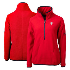 Philadelphia Phillies Cutter & Buck Women's Cascade Eco Sherpa Fleece Quarter-Zip Pullover Jacket - MLB Jackets