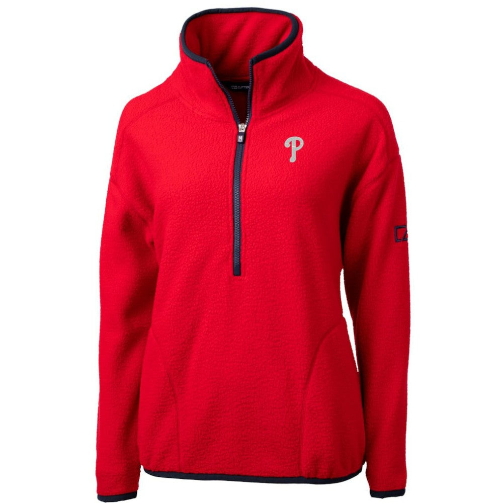 Philadelphia Phillies Cutter & Buck Women's Cascade Eco Sherpa Fleece Quarter-Zip Pullover Jacket - MLB Jackets