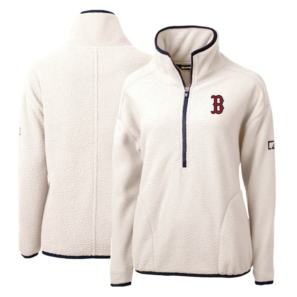 Boston Red Sox Cutter & Buck Women's Cascade Eco Sherpa Fleece Quarter-Zip Pullover Jacket - MLB Jackets