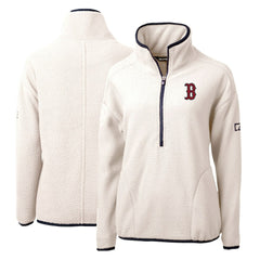 Boston Red Sox Cutter & Buck Women's Cascade Eco Sherpa Fleece Quarter-Zip Pullover Jacket - MLB Jackets