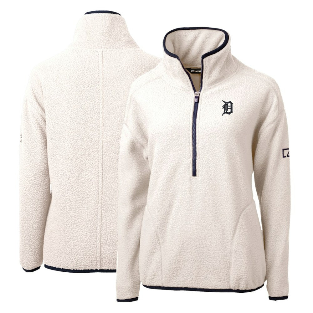Detroit Tigers Cutter & Buck Women's Cascade Eco Sherpa Fleece Quarter-Zip Pullover Jacket - MLB Jackets