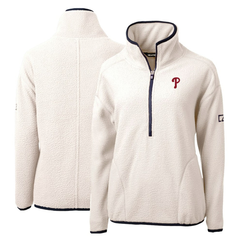 Philadelphia Phillies Cutter & Buck Women's Cascade Eco Sherpa Fleece Quarter-Zip Pullover Jacket - MLB Jackets