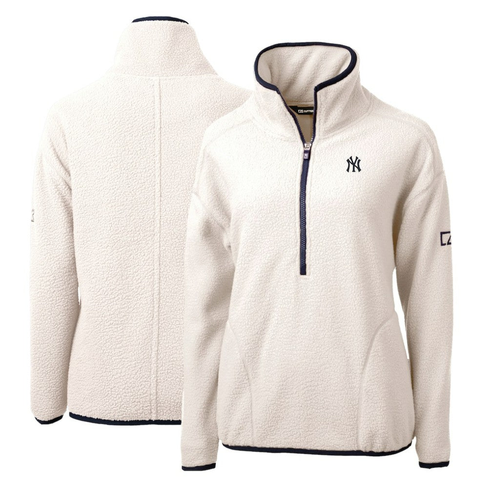 New York Yankees Cutter & Buck Women's Cascade Eco Sherpa Fleece Quarter-Zip Pullover Jacket - MLB Jackets