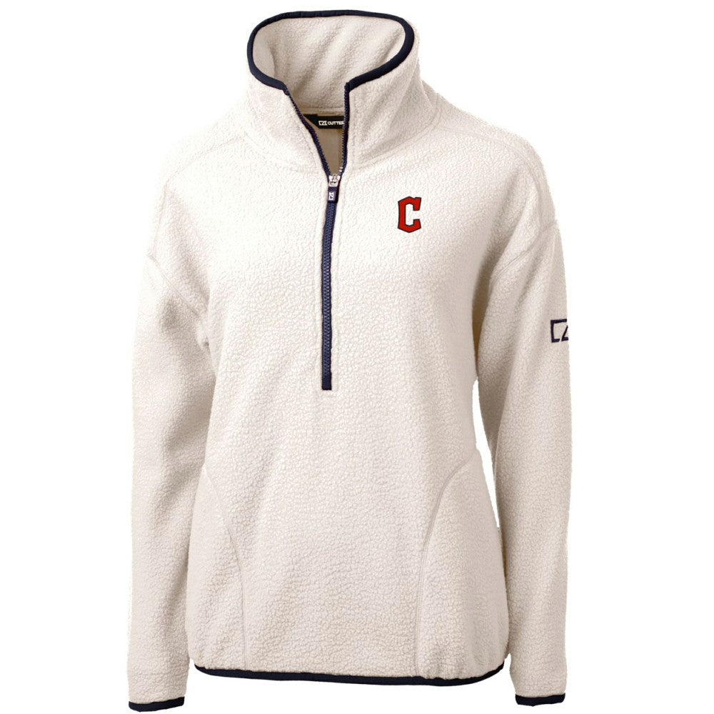 Cleveland Guardians Cutter & Buck Women's Cascade Eco Sherpa Fleece Quarter-Zip Pullover Jacket - MLB Jackets