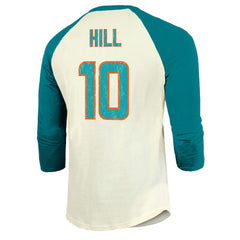 Miami Dolphins Tyreek Hill  Majestic Threads Vintage Player Name & Number Raglan 3/4-Sleeve T-Shirt | NFL Discount