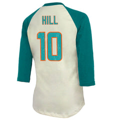 Miami Dolphins Tyreek Hill  Majestic Threads Vintage Player Name & Number Raglan 3/4-Sleeve T-Shirt | NFL Online
