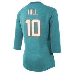 Miami Dolphins Tyreek Hill  Majestic Threads Women's Name & Number Raglan 3/4 Sleeve T-Shirt | NFL US