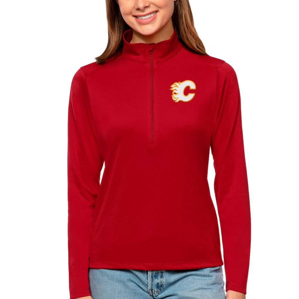 Calgary Flames Antigua Women's Tribute Quarter-Zip Pullover Top -  NHL Pullover