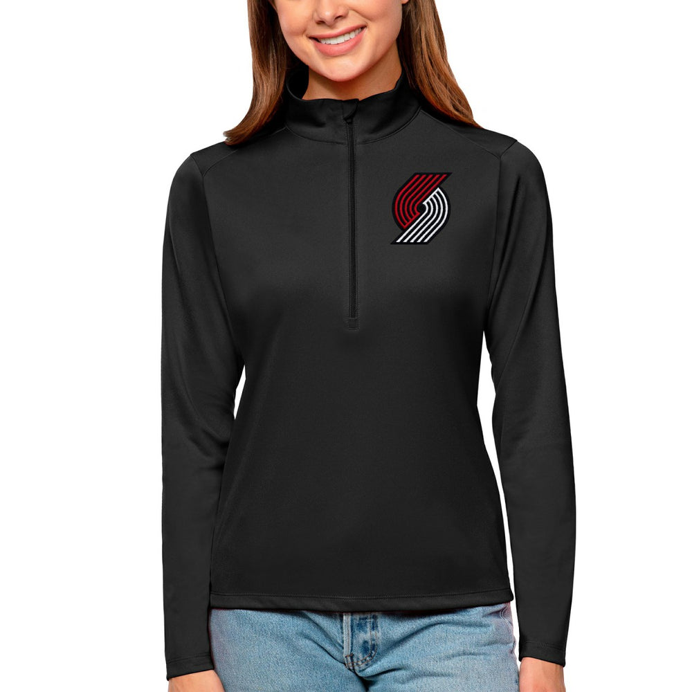 Black Portland Trail Blazers Antigua Women's Tribute Half-Zip Top | NBA