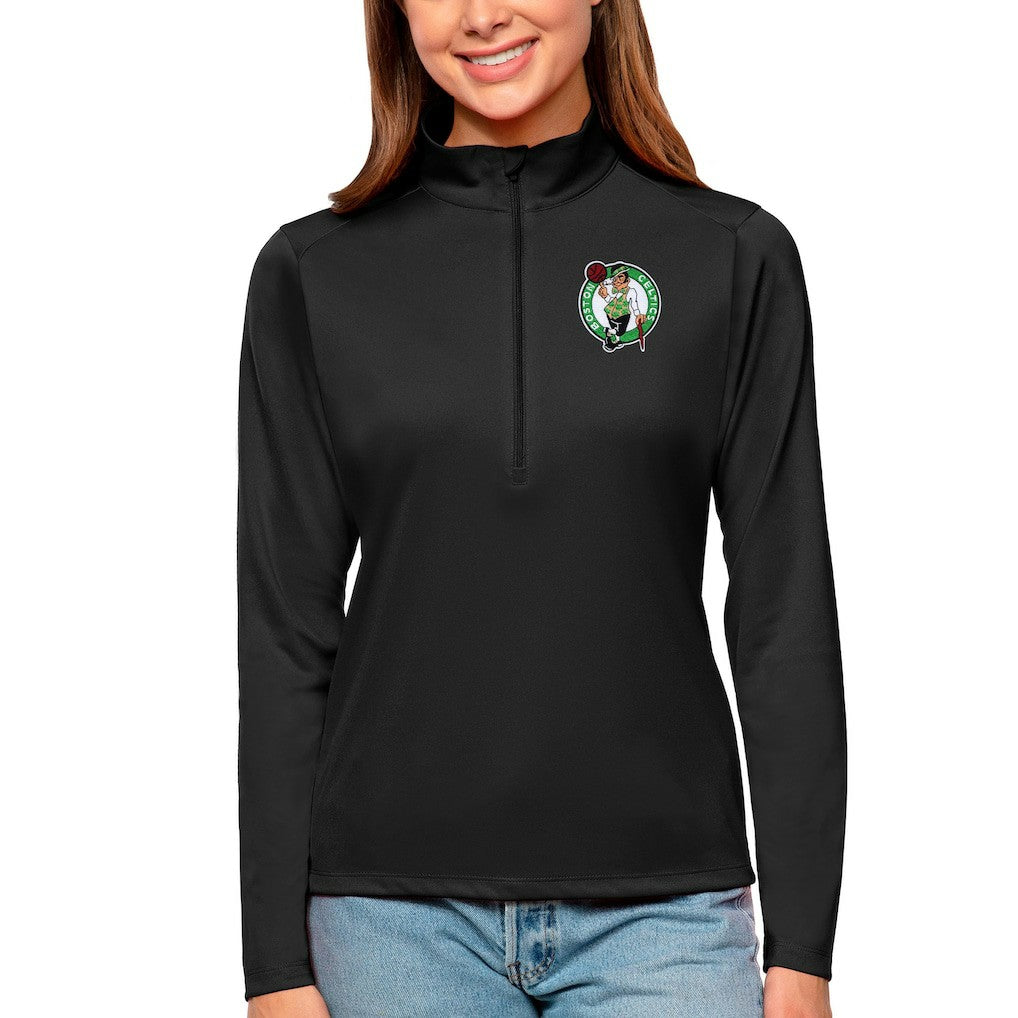 Black Boston Celtics Antigua Women's Tribute Half-Zip Top | NBA