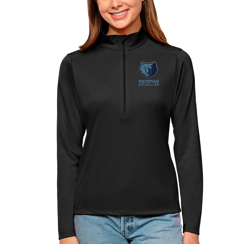 Black Memphis Grizzlies Antigua Women's Tribute Half-Zip Top | NBA