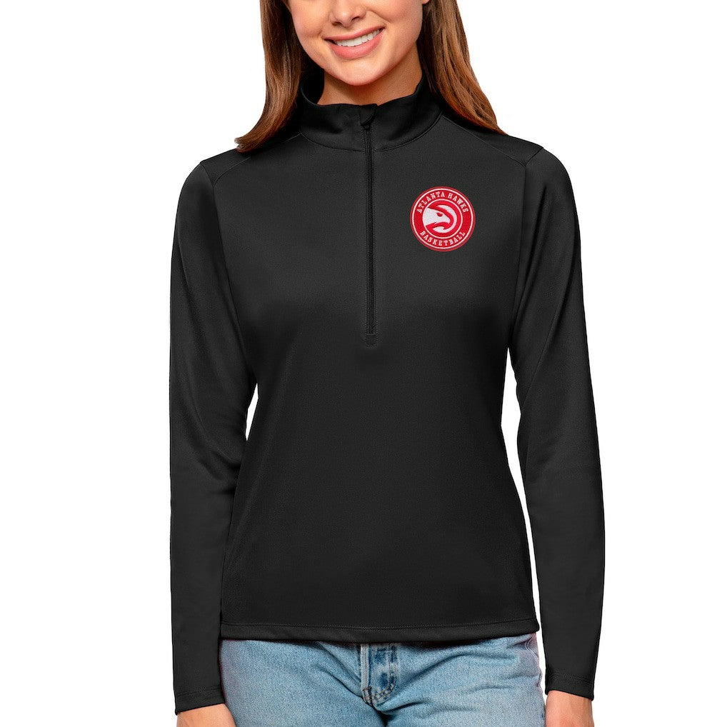 Black Atlanta Hawks Antigua Women's Tribute Half-Zip Top | NBA