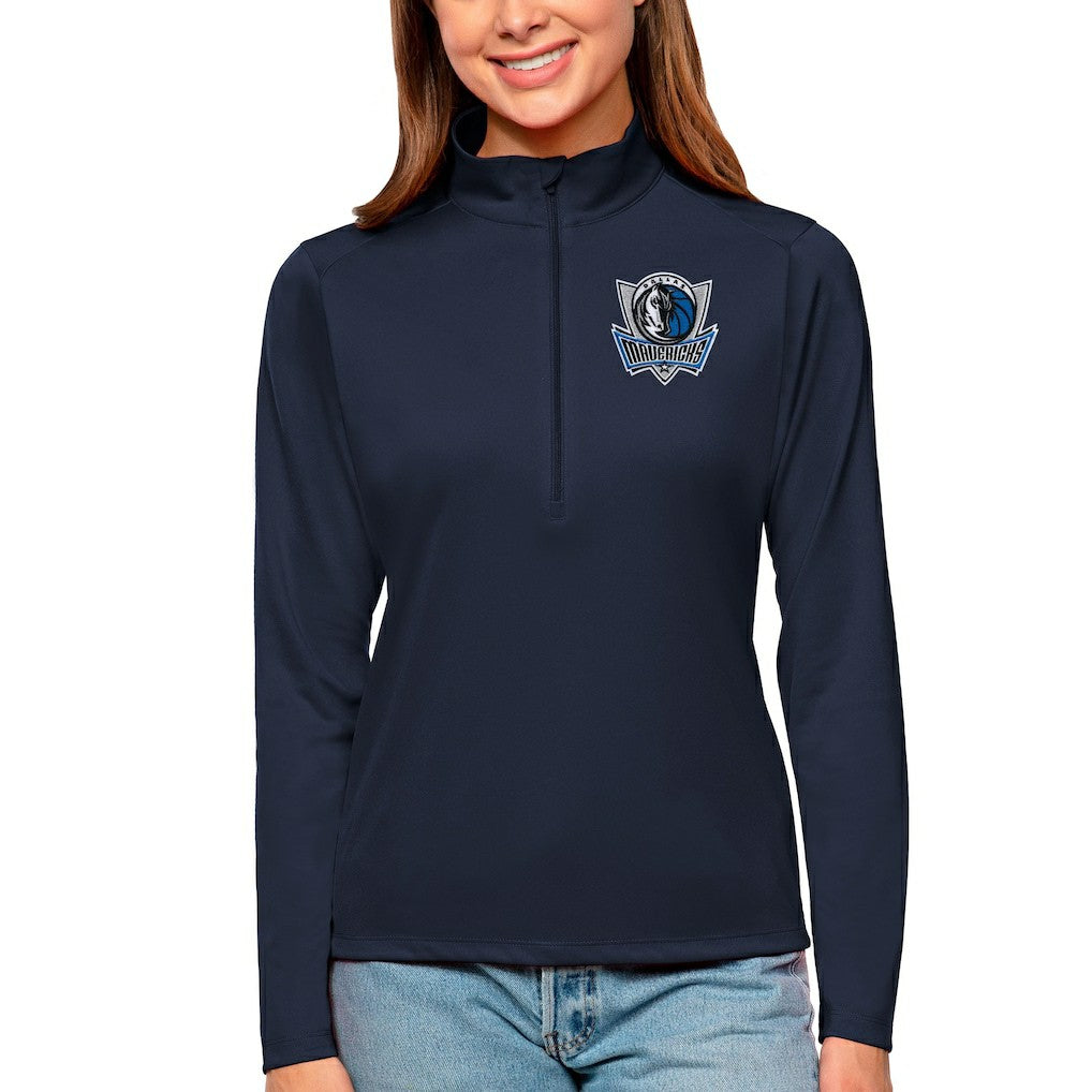 Navy Dallas Mavericks Antigua Women's Tribute Half-Zip Top sale | NBA