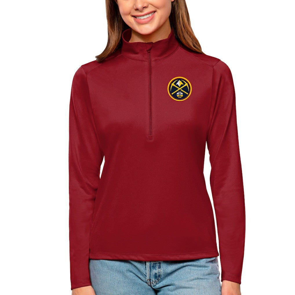 Red Denver Nuggets Antigua Women's Tribute Half-Zip Top sale | NBA
