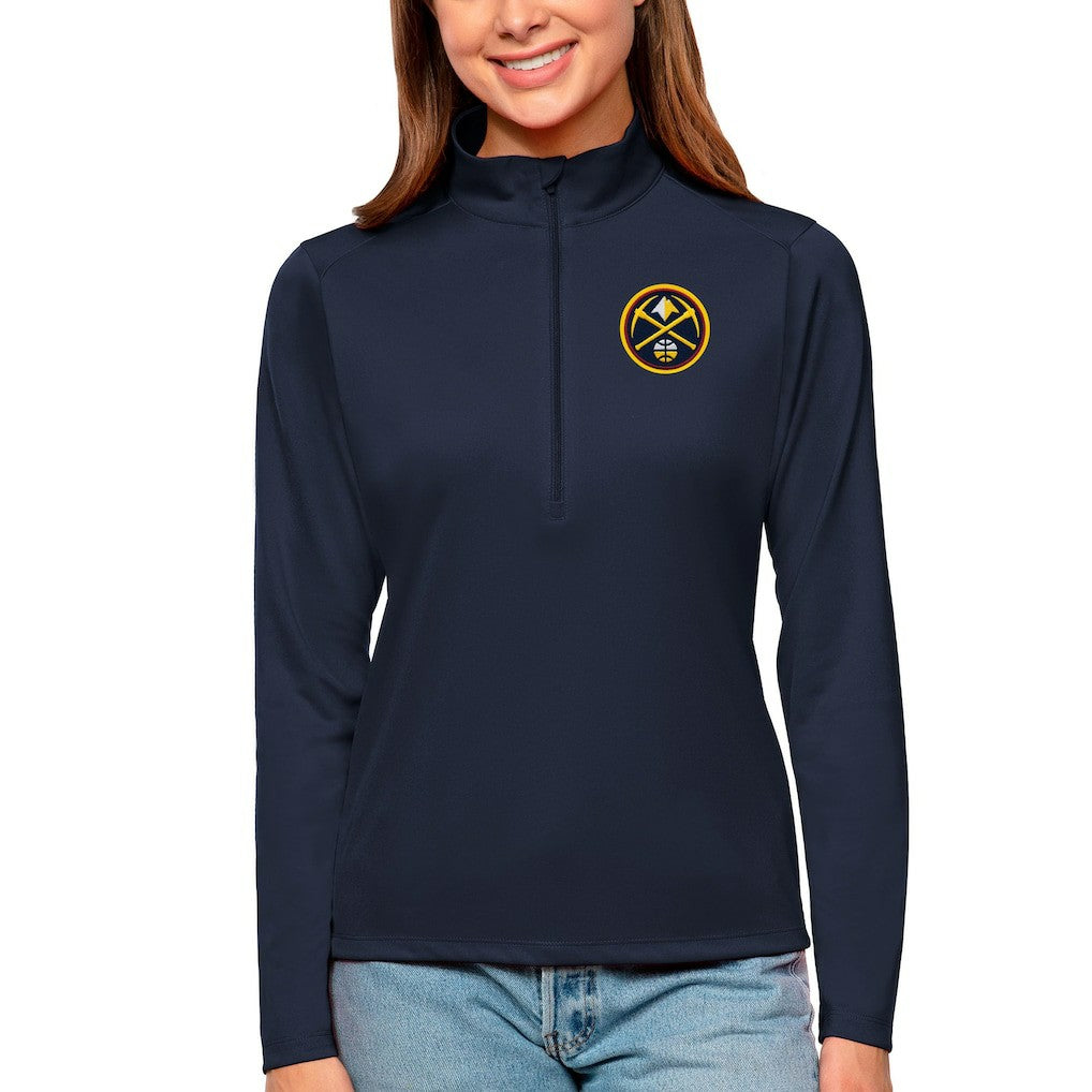 Navy Denver Nuggets Antigua Women's Tribute Half-Zip Top sale | NBA