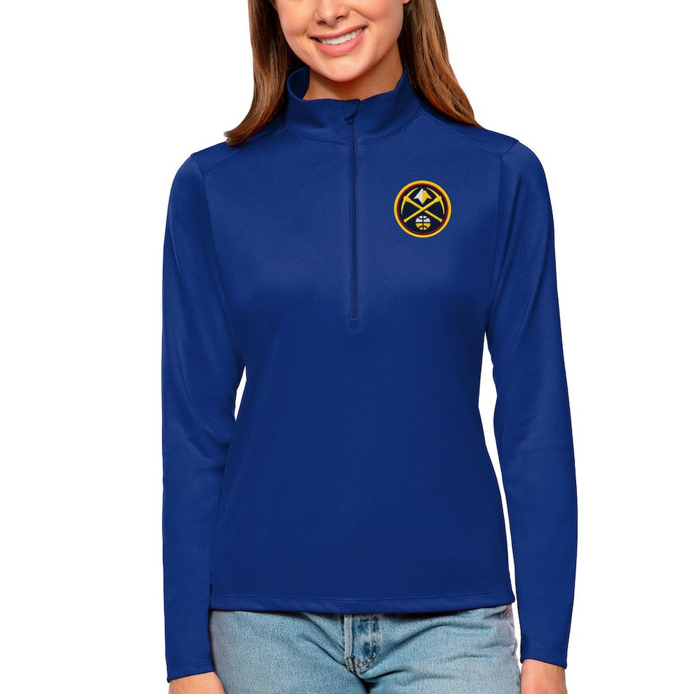 Blue Denver Nuggets Antigua Women's Tribute Half-Zip Top sale | NBA