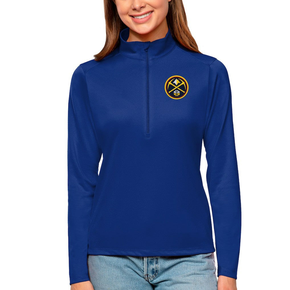 Blue Denver Nuggets Antigua Women's Tribute Half-Zip Top sale | NBA