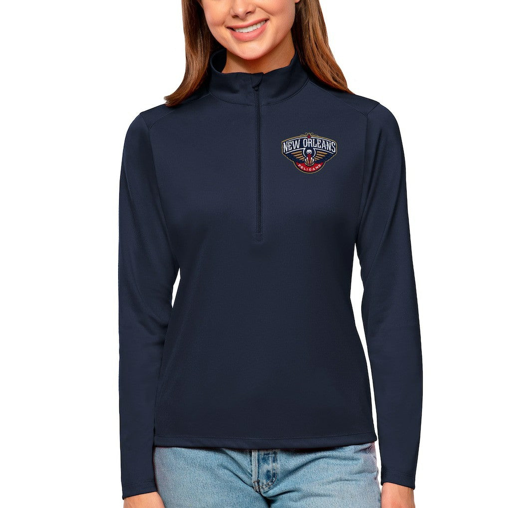 Navy New Orleans Pelicans Antigua Women's Tribute Half-Zip Top | NBA