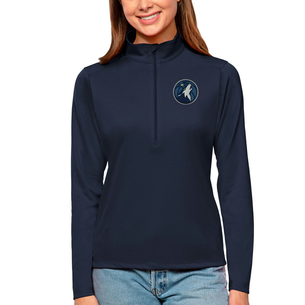 Navy Minnesota Timberwolves Antigua Women's Tribute Half-Zip Top | NBA