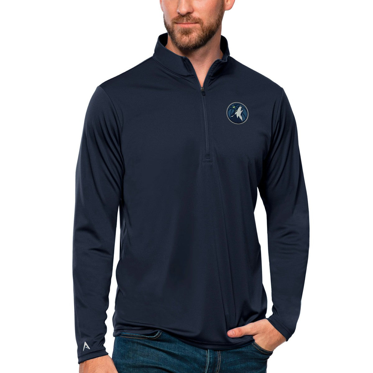 Navy Minnesota Timberwolves Antigua Tribute Quarter-Zip Pullover Top | NBA