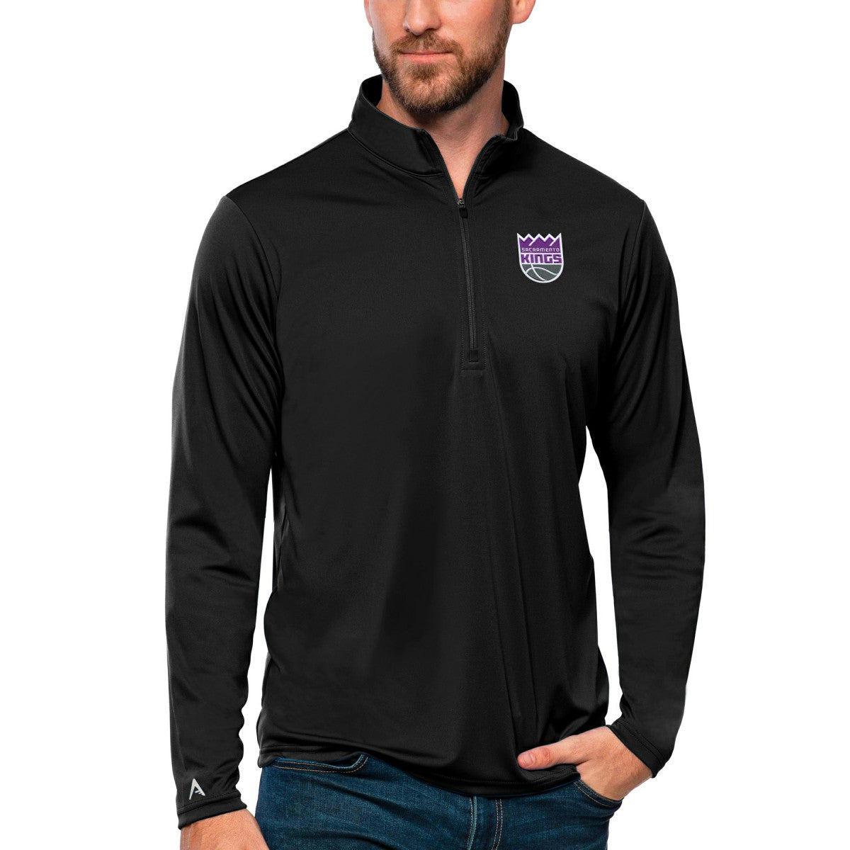Black Sacramento Kings Antigua Tribute Quarter-Zip Pullover Top | NBA